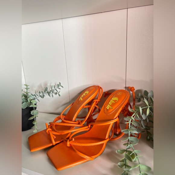 SHEIN Shoes - Orange strap heel size 9 us (no box)